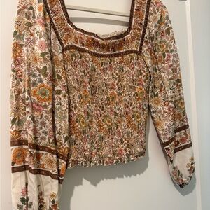 Blu Pepper Multicolor Floral Smocked Blouse